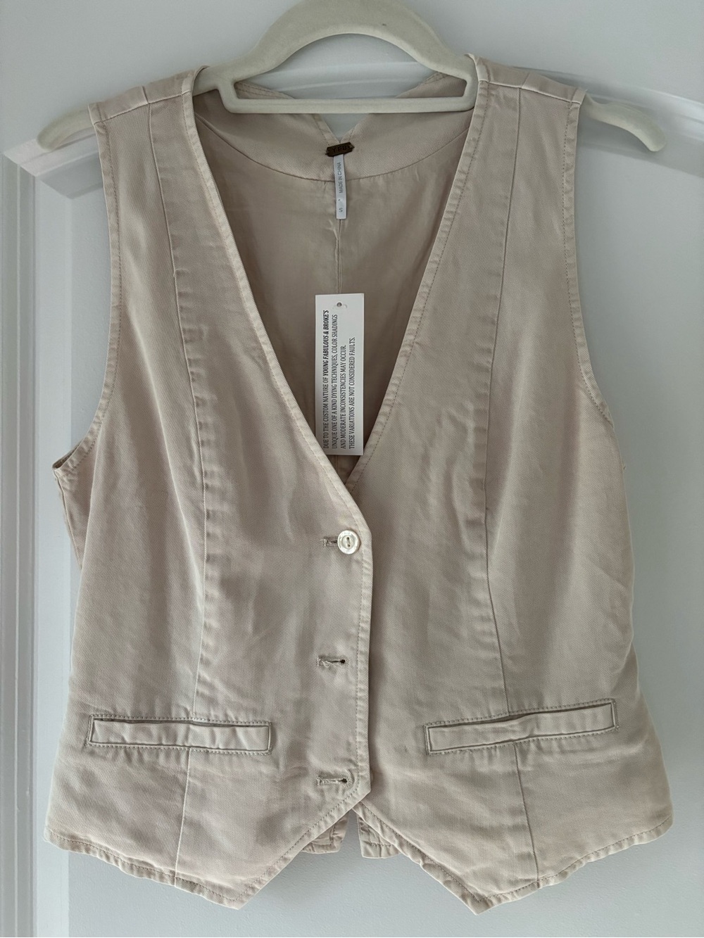 Women's Sleeveless Cotton Blend Vest - Beige